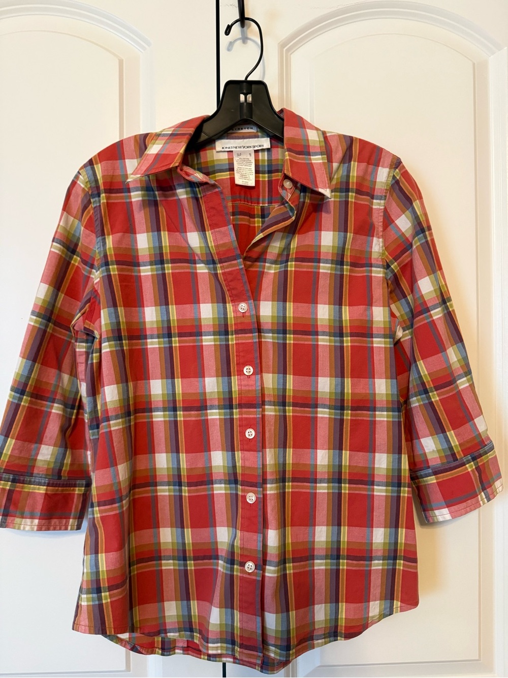 Jones New York Red Plaid Button-Down Shirt